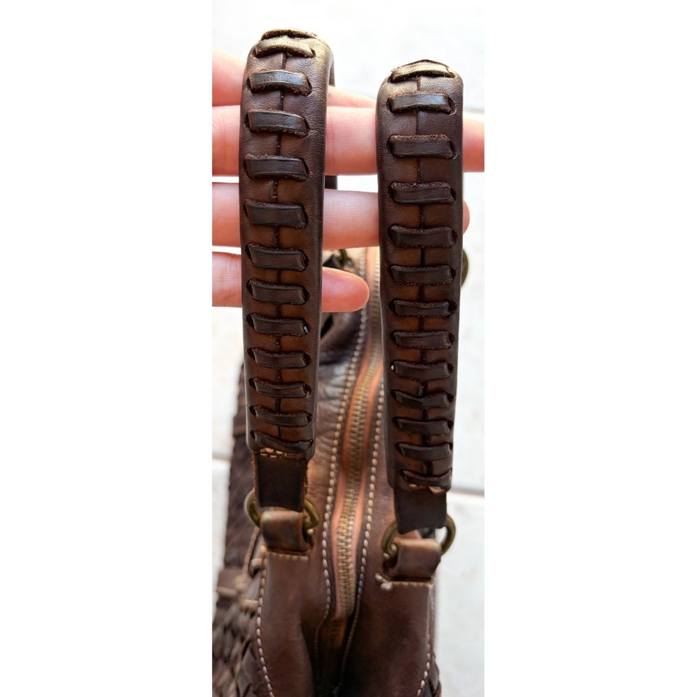 Costanza Rota Brown Woven Leather Satchel Bag Made in Italy Crossbody Boho - Picture 3 of 10